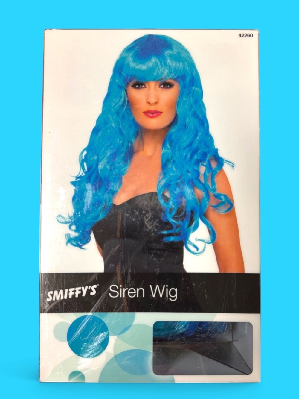 Smiffy's Neon Blue Siren Wig Long Curly Mermaid Cosplay Halloween